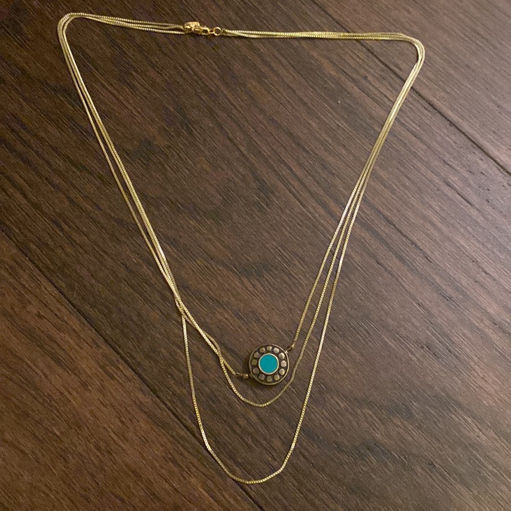Multi-strand Necklace with Turquoise Pendant